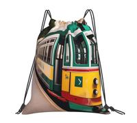 JBJGKHLP Lisbon Tram Pattern Print Drawstring Backpack Women Men Sports Workout Travel Yoga Portable Fitness Bag