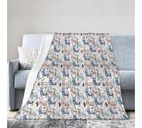 JBJGKHLP Llama Alpaca Cactus Print Ultra-Soft Flannel Blanket Anti-Pilling Blankets Wrinkle Non-Shedding, All Seasons