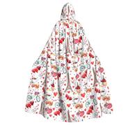 JBJGKHLP Love Paris Tower Bicycle Heart Print Fits Breathable Unisex Full Length Hooded Cloak For Halloween Cosplay Festivals