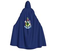 JBJGKHLP Maine State Flag Print Unisex Adult Hooded Long Sleeve Cloak Halloween Christmas Carnival Theme Parties