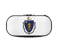 JBJGKHLP Massachusetts State Flag Print Convenient Pencil Case Practical Pen Storage Bags School Office Essentials Vibrant