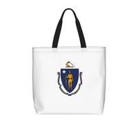 JBJGKHLP Massachusetts State Flag Print Extra-Large Organizer Bag Unisex Shoulder Tote Shopping Reusable Eco-Friendly