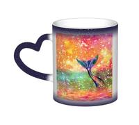 JBJGKHLP Mermaid Tail Print Starry Sky Color-Changing Mug Birthday Anniversary Office Gift Ceramic Coffee Mugs
