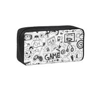 JBJGKHLP Monochrome Sketch Style Gaming Print Simple Spacious Pen Case Office Stationery Organizer Pouch Lightweight Storage Pens