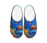 JBJGKHLP Ocean Tropical Fish Coral Undersea World Print Washable Slippers Unisex flip flops with TPR Sole Cute Hotel shoes for Guestss