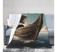 JBJGKHLP Old Viking Boat Print Ultra-Soft Flannel Blanket Anti-Pilling Blankets Wrinkle Non-Shedding, All Seasons