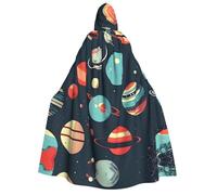 JBJGKHLP Outer Space Planet Print Hooded Cape For Adults Carnival Cosplay 190cm Cloak Comfort Themed Party Masquerade