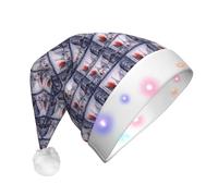 JBJGKHLP Paris City Tree Eiffel Tower Art Print Led Light Up Santa Cap Glowing Xmas Headwear