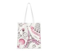 JBJGKHLP Paris Tower Flower Print Beach Bag Lightweight Bags Eco-Friendly Foldable Travel Gym All Seasons Versatile