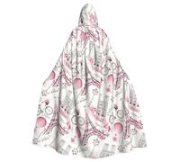 JBJGKHLP Paris Tower Flower Print Fits Breathable Unisex Full Length Hooded Cloak For Halloween Cosplay Festivals