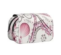 JBJGKHLP Paris Tower Flower Print Versatile Pencil Case Large Capacity Storage Makeup Toiletry Pouch Travel Office