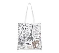 JBJGKHLP Parisian Coffee Eiffel Tower Print Beach Bag Lightweight Bags Eco-Friendly Foldable Travel Gym All Seasons Versatile