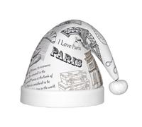 JBJGKHLP Parisian Coffee Eiffel Tower Print Christmas Hat Kids Fits Years Santa Hat with for Holiday Parties Celebrations
