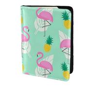 JBJGKHLP Pink Flamingo Pineapples Print Passport Travel Document Wallet Case Unisex Lightweight Secure Travel Accessories