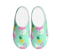 JBJGKHLP pink flamingo pineapples Print Washable Slippers Unisex flip flops with TPR Sole Cute Hotel shoes for Guestss