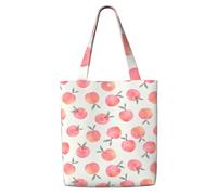 JBJGKHLP Pink Peach Pattern Print Reusable Canvas Shoulder Bag Large Capacity Tote Travel Picnic Weekend Getaways