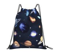 JBJGKHLP Planets Stars And Milky Way Galaxy Print Drawstring Backpack Women Men Sports Workout Travel Yoga Portable Fitness Bag