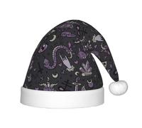 JBJGKHLP Purple Black Goth Spooky Print Christmas Hat Kids Fits Years Santa Hat with for Holiday Parties Celebrations