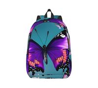 JBJGKHLP Purple Butterfly And Flowers Print Lightweight Stylish Unisex Backpack Double Shoulder Bag For Travel Outdoor Use
