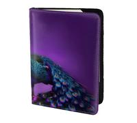 JBJGKHLP Purple Peacock Pattern Print Passport Travel Document Wallet Case Unisex Lightweight Secure Travel Accessories