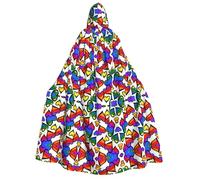 JBJGKHLP Rainbow Colored Gay Pride Hearts Print Hooded Cape For Adults Carnival Cosplay 190cm Cloak Comfort Themed Party Masquerade