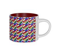 JBJGKHLP Rainbow Colored Gay Pride Hearts Print Large Capacity Ceramic Mugs Tea for Home Office Kitchen Gift Sets Outdoor Picnic