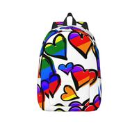 JBJGKHLP Rainbow Colored Gay Pride Hearts Print Lightweight Stylish Unisex Backpack Double Shoulder Bag For Travel Outdoor Use