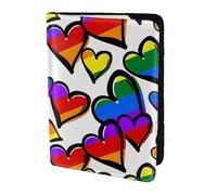 JBJGKHLP Rainbow Colored Gay Pride Hearts Print Passport Travel Document Wallet Case Unisex Lightweight Secure Travel Accessories