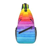 JBJGKHLP Rainbow Colored Striped Print Cross Chest Bag Diagonally Unisex Sling Backpack Outdoor Sport Casual Fashion