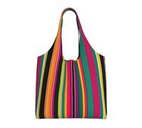 JBJGKHLP Rainbow Colored Striped Print Extra-Large Canvas Tote Bag Shoulder Handbag For Shopping Travel Beach Daily Use