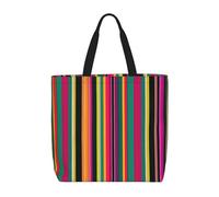 JBJGKHLP Rainbow Colored Striped Print Large Capacity Bag Women Shoulder Organizer Lightweight Travel Everyday Tote