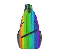 JBJGKHLP Rainbow Colored Wood Background Print Cross Chest Bag Diagonally Unisex Sling Backpack Outdoor Sport Casual Fashion