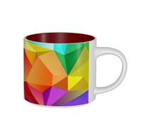JBJGKHLP Rainbow Geometric Print Large Capacity Ceramic Mugs Tea for Home Office Kitchen Gift Sets Outdoor Picnic
