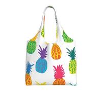 JBJGKHLP Rainbow Pineapple Print Extra-Large Canvas Tote Bag Shoulder Handbag For Shopping Travel Beach Daily Use