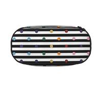 JBJGKHLP Rainbow Polka Dot Stripe Black and White Print Convenient Pencil Case Practical Pen Storage Bags School Office Essentials Vibrant