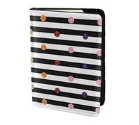 JBJGKHLP Rainbow Polka Dot Stripe Black and White Print Passport Travel Document Wallet Case Unisex Lightweight Secure Travel Accessories