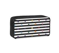JBJGKHLP Rainbow Polka Dot Stripe Black and White Print Simple Spacious Pen Case Office Stationery Organizer Pouch Lightweight Storage Pens