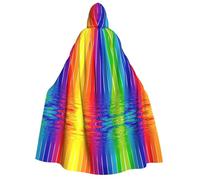 JBJGKHLP Rainbow Striped Print Unisex Adult Hooded Long Sleeve Cloak Halloween Christmas Carnival Theme Parties