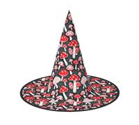 JBJGKHLP Red White Mushroom Print Halloween Witch Hat Unisex Carnival Cosplay Party Fashion Cap Costume Accessory