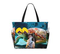 JBJGKHLP Sea Turtle Print Women Mens Beach Travel Bag Foldable Lightweight Tote For Pool Picnic Camping Gym