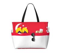 JBJGKHLP Singapore Flag Print Women Mens Beach Travel Bag Foldable Lightweight Tote For Pool Picnic Camping Gym