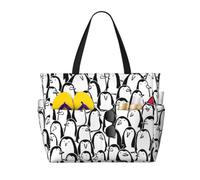 JBJGKHLP Stylish Crowd Of Penguins Print Women Mens Beach Travel Bag Foldable Lightweight Tote For Pool Picnic Camping Gym