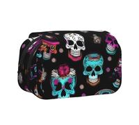 JBJGKHLP Sugar and Skulls Style Print Versatile Pencil Case Large Capacity Storage Makeup Toiletry Pouch Travel Office