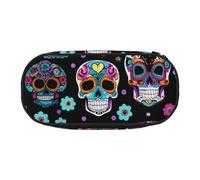 JBJGKHLP Sugar Skull Print Convenient Pencil Case Practical Pen Storage Bags School Office Essentials Vibrant
