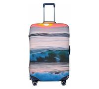 JBJGKHLP Sunset and Sunrise with Ocean Sea Waves Print Universal Suitcase Elastic Luggage Protector Waterproof Travel Business Vacation