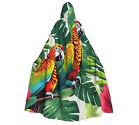 JBJGKHLP Tropical Flower Leaf Parrot Print Hooded Cape For Adults Carnival Cosplay 190cm Cloak Comfort Themed Party Masquerade
