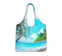 JBJGKHLP Tropical Ocean Beach Theme Print Extra-Large Canvas Tote Bag Shoulder Handbag For Shopping Travel Beach Daily Use