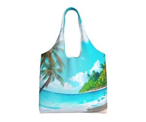 JBJGKHLP Tropical Ocean Beach Theme Print Extra-Large Canvas Tote Bag Shoulder Handbag For Shopping Travel Beach Daily Use
