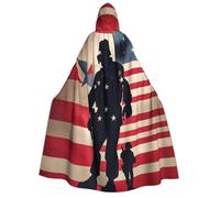 JBJGKHLP Us Military Soldiers Patriotic Memorial Day Print Unisex Adult Hooded Long Sleeve Cloak Halloween Christmas Carnival Theme Parties