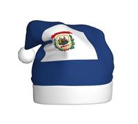 JBJGKHLP West Virginia state flag Print Christmas Hat Adult Unisex Festive for Xmas Party Trim and Ball Holiday Headwear
